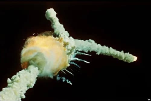 Ontploffing van de Challenger na de lancering