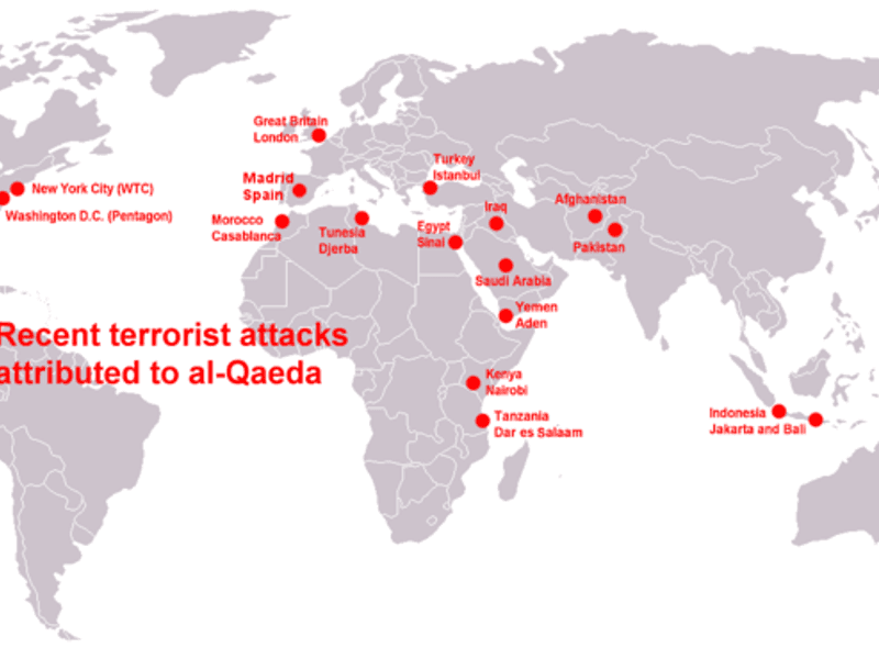 Door Al Qaida of verwante groepen opgeëiste terreuraanslagen vanaf 11 september 2001