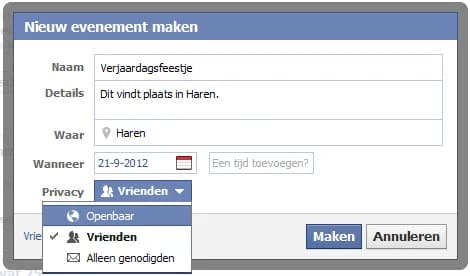 Het oorspronkelijke verjaardagsfeestje