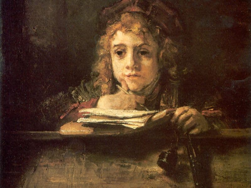 Titus aan de lessenaar door Rembrandt van Rijn uit 1655