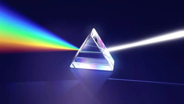 Licht valt uiteen in spectrum door prisma