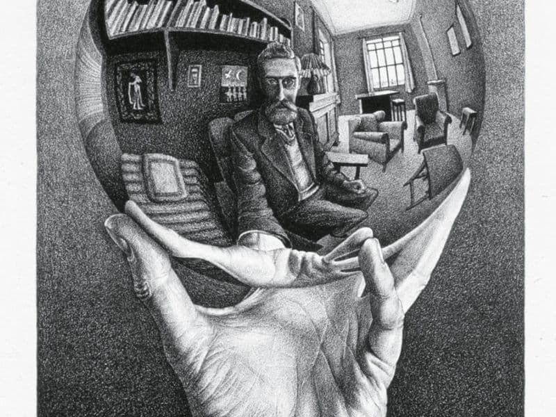 Hand met spiegelende bol (1935)